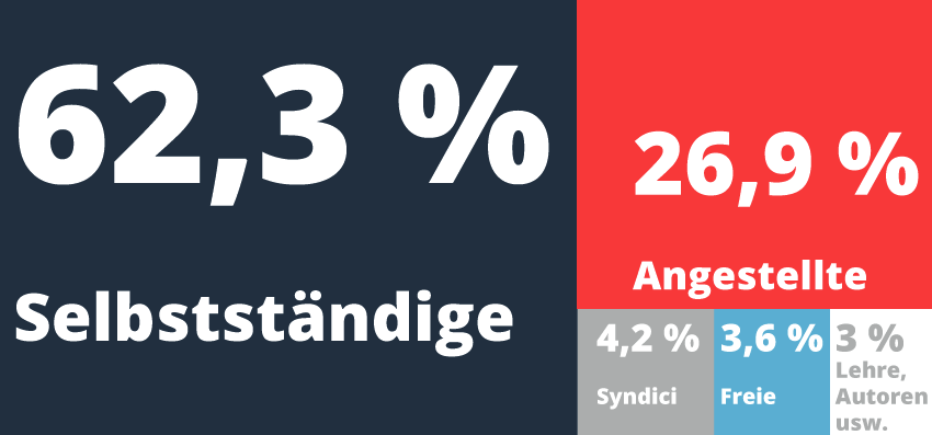 Anteile der Arbeitsformen laut STAX-Umfrage, BStBK 2013